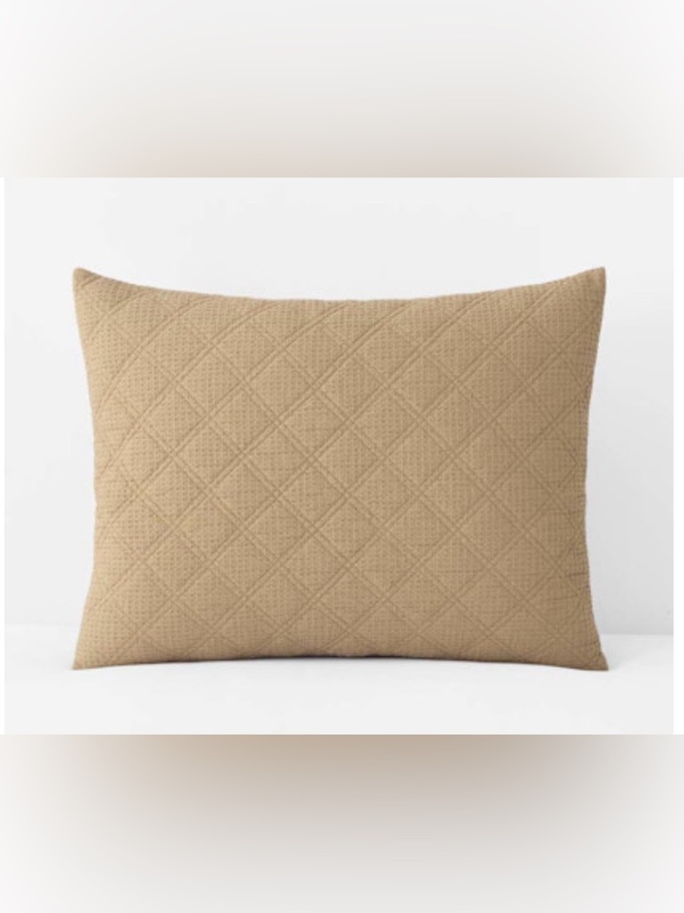 Set Of 2 The Company Store Waffle Quilted Sham - Wheat Standard Size Brand New